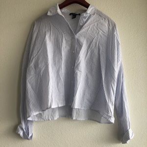 Forever 21 White striped slightly sheer button up
